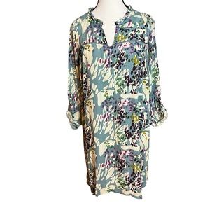 Anthropologie Dolan Left Coast Wanderlust Dress Green Floral V Neck Shift XS P